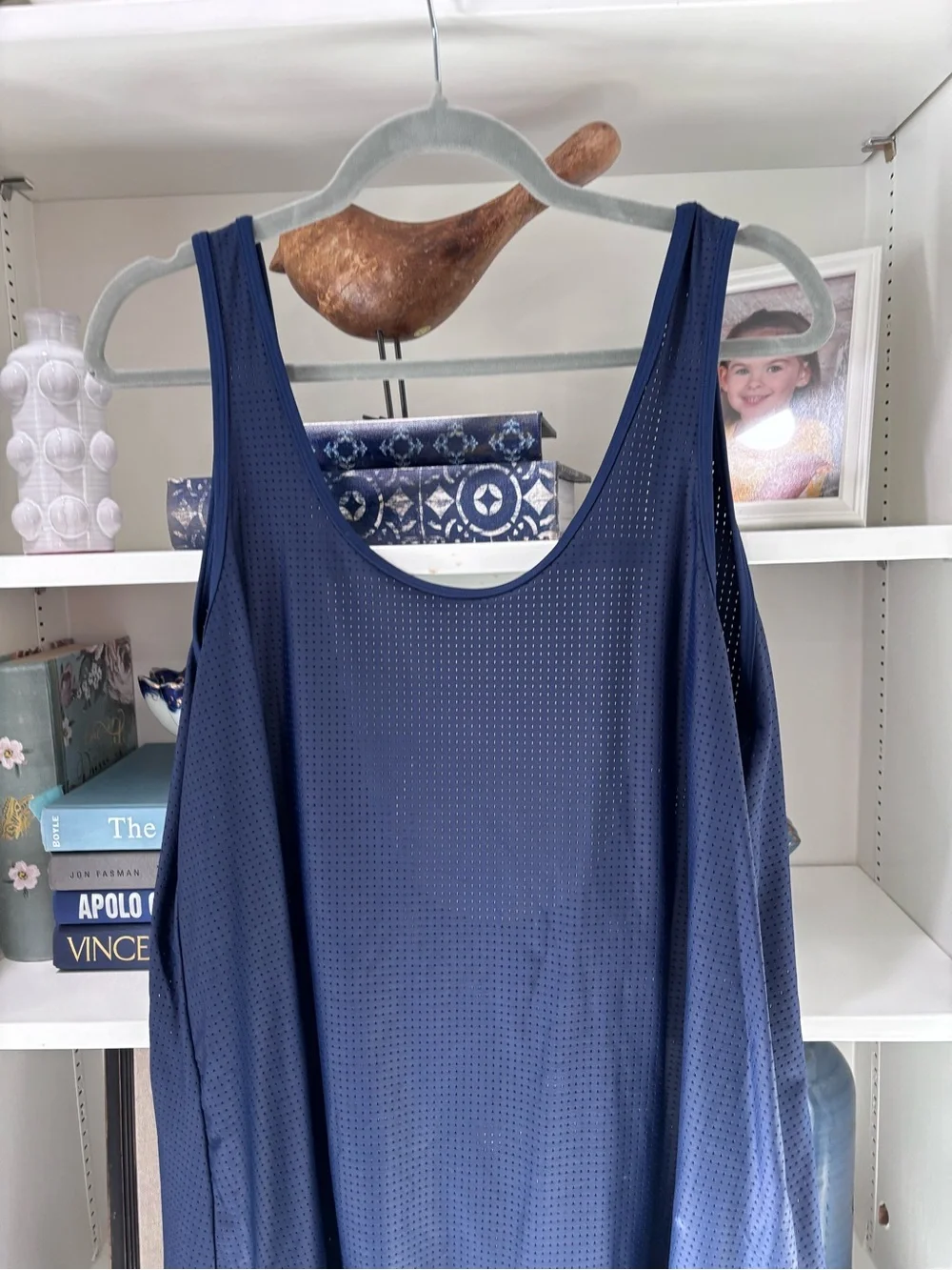 Navy Blue Sleeveless Ruffle Tunic Cover Up M